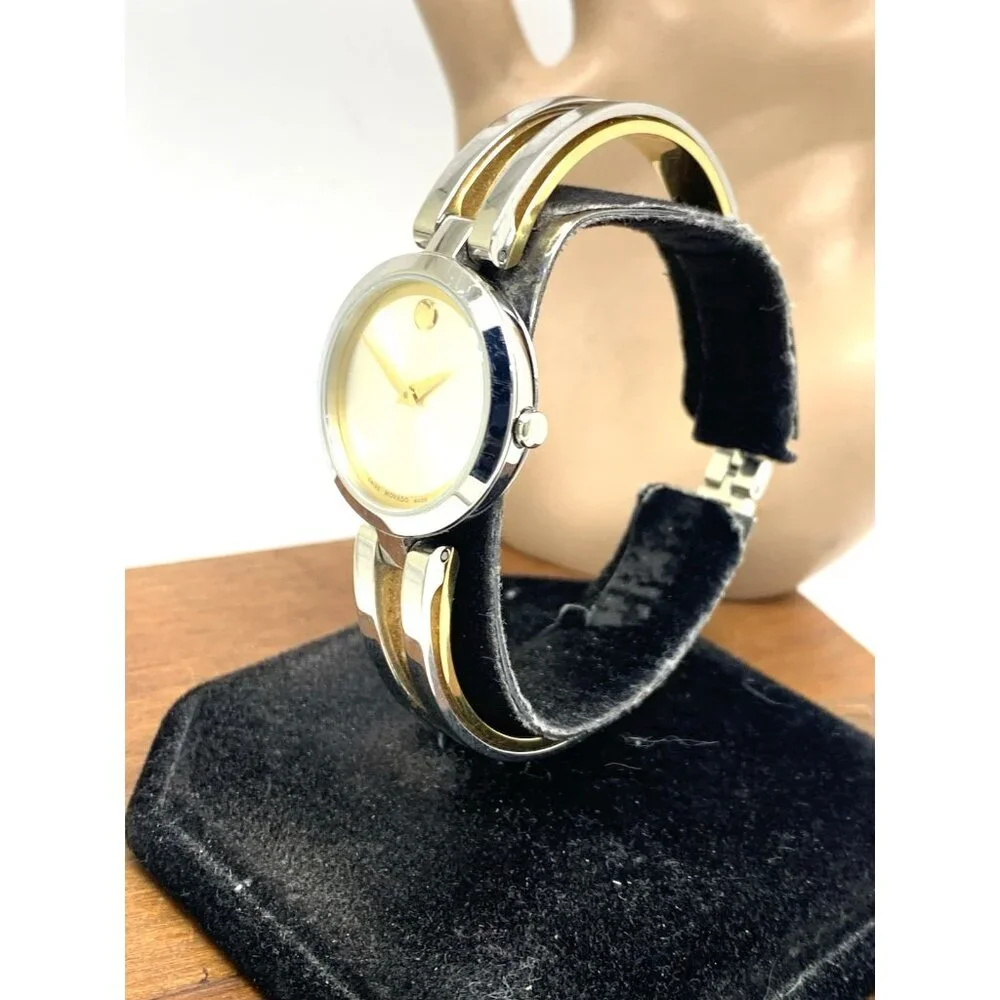 Movado Women's Watch 0607150 Aleena Swiss Quartz Petite 27mm Two Tone Bangle